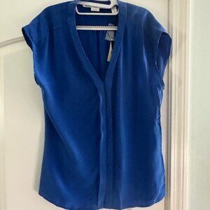 Royal Blue, buttery soft 100% silk V-neck blouse